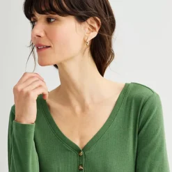 Women's Sonoma Goods For Life® Rib Long Sleeve Henley -Sonoma Goods For Life Shop 6931442 ALT2