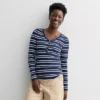 Women's Sonoma Goods For Life® Rib Long Sleeve Henley -Sonoma Goods For Life Shop 6931442 Navy Ecru Stripe
