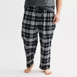 Big & Tall Sonoma Goods For Life® Flannel Drawstring Pajama Pants -Sonoma Goods For Life Shop 6942612 Black Windowpane