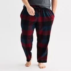Big & Tall Sonoma Goods For Life® Flannel Drawstring Pajama Pants -Sonoma Goods For Life Shop 6942612 Burgundy Checks