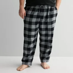 Big & Tall Sonoma Goods For Life® Flannel Drawstring Pajama Pants -Sonoma Goods For Life Shop 6942612 Grey Buffalo Check