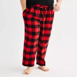 Big & Tall Sonoma Goods For Life® Flannel Drawstring Pajama Pants -Sonoma Goods For Life Shop 6942612 Red Buffalo Check