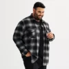 Big & Tall Sonoma Goods For Life® Long Sleeve Knit Button Down Shirt -Sonoma Goods For Life Shop 6945680 Black Grey Check