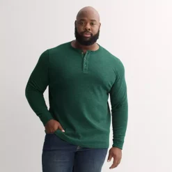 Big & Tall Sonoma Goods For Life® Long Sleeve Textured Henley Tee -Sonoma Goods For Life Shop 6951756 Teal Texture