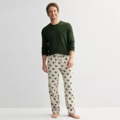 Men's Sonoma Goods For Life® 2-pc. Long Sleeve Pajama Shirt & Flannel Pajama Pants Set -Sonoma Goods For Life Shop 6961535 Bear Print