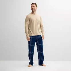 Men's Sonoma Goods For Life® 2-pc. Long Sleeve Pajama Shirt & Flannel Pajama Pants Set -Sonoma Goods For Life Shop 6961535 Blue Check