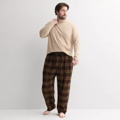 Big & Tall Sonoma Goods For Life® 2-pc. Long Sleeve Pajama Top & Flannel Pajama Pant Set -Sonoma Goods For Life Shop 6961542 Brown Buffalo Check