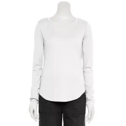 Women's Sonoma Goods For Life® Adaptive Everyday Long Sleeve V-Neck T-Shirt -Sonoma Goods For Life Shop 6976359 Vital White 1