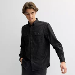 Men's Sonoma Goods For Life® Utility Denim Shirt -Sonoma Goods For Life Shop 6980861 Black Rinse Wash