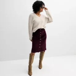Women's Sonoma Goods For Life® Button-Front Corduroy Skirt -Sonoma Goods For Life Shop 7021158 ALT3