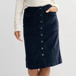 Women's Sonoma Goods For Life® Button-Front Corduroy Skirt -Sonoma Goods For Life Shop 7021158 Seattle Navy 1