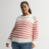 Plus Size Sonoma Goods For Life® Open Stitch Pullover -Sonoma Goods For Life Shop 7137288 Ivory Red Stripe