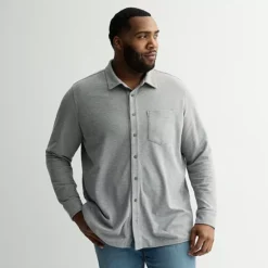 Big & Tall Sonoma Goods For Life® Long Sleeve Pique Button-Up Shirt