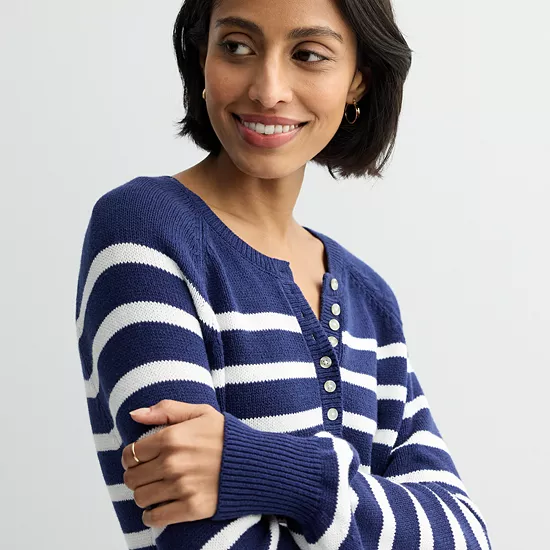 Petite Sonoma Goods For Life® Henley Sweater Dress 5 Petite Sonoma Goods For Life® Henley Sweater Dress - Image 3