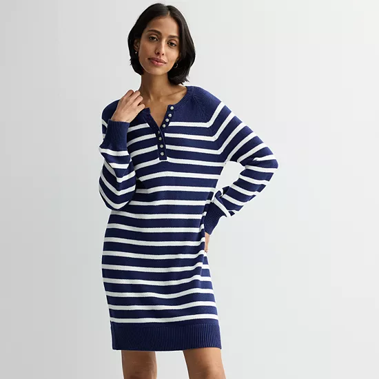 Petite Sonoma Goods For Life® Henley Sweater Dress 9 Petite Sonoma Goods For Life® Henley Sweater Dress - Image 7