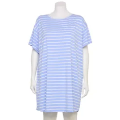 Plus Size Sonoma Goods For Life® Knit Sleep Shirt -Sonoma Goods For Life Shop 7249896 White Blue Stripe