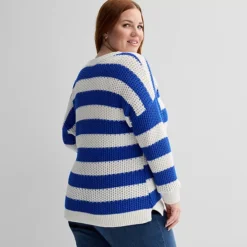 Plus Size Sonoma Goods For Life® Striped Button-Front Cardigan -Sonoma Goods For Life Shop 7255760 ALT