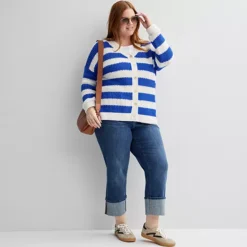 Plus Size Sonoma Goods For Life® Striped Button-Front Cardigan -Sonoma Goods For Life Shop 7255760 ALT3