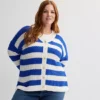 Plus Size Sonoma Goods For Life® Striped Button-Front Cardigan