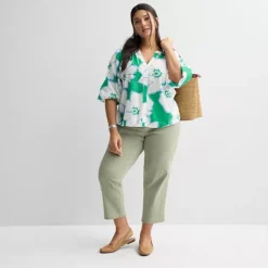 Plus Size Sonoma Goods For Life® Shirred Y-Neck Balloon Sleeve Blouse -Sonoma Goods For Life Shop 7258073 ALT3