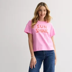Women's Sonoma Goods For Life® Boxy Graphic Tee -Sonoma Goods For Life Shop 7258190 Pink Sunshine