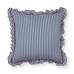 Sonoma Goods For Life® Indoor / Outdoor Stripe Ruffle Oversized Throw Pillow -Sonoma Goods For Life Shop 7260675 Navy 1
