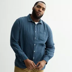 Big & Tall Sonoma Goods For Life® Perfect Length Long Sleeve Double Weave Shirt