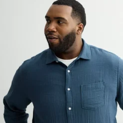 Big & Tall Sonoma Goods For Life® Perfect Length Long Sleeve Double Weave Shirt -Sonoma Goods For Life Shop 7266913 ALT2