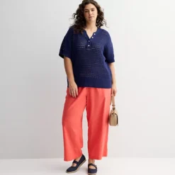 Plus Size Sonoma Goods For Life® Short Sleeve Henley Sweater -Sonoma Goods For Life Shop 7268407 ALT3