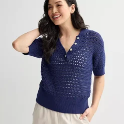 Women's Sonoma Goods For Life® Short Sleeve Henley Sweater 12 Women's Sonoma Goods For Life® Short Sleeve Henley Sweater -Sonoma Goods For Life Shop 7268415 ALT2