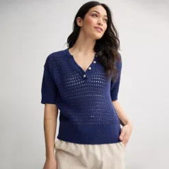 Women's Sonoma Goods For Life® Short Sleeve Henley Sweater 15 Women's Sonoma Goods For Life® Short Sleeve Henley Sweater -Sonoma Goods For Life Shop 7268415 Blue Beauty