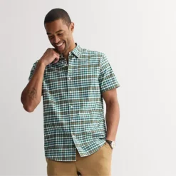 Men's Sonoma Goods For Life® Short Sleeve Performance Shirt -Sonoma Goods For Life Shop 7274701 Blue Pine Check