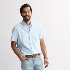 Men's Sonoma Goods For Life® Short Sleeve Performance Shirt -Sonoma Goods For Life Shop 7274701 Light Blue Glenn Plaid