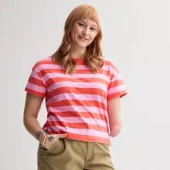 Women's Sonoma Goods For Life® Adaptive Boxy T-Shirt -Sonoma Goods For Life Shop 7282643 Pink Red Stripe