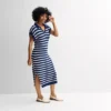 Petite Sonoma Goods For Life® Collared Sweater Dress -Sonoma Goods For Life Shop 7283625 Navy Beige Stripe