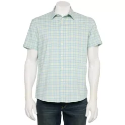 Men's Sonoma Goods For Life® Adaptive Short Sleeve Performance Button-Down Shirt -Sonoma Goods For Life Shop 7286929 Pro Plaid Green