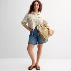 Plus Size Sonoma Goods For Life® Cropped Summer Button Front Jacket -Sonoma Goods For Life Shop 7290520 ALT3