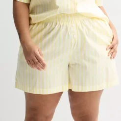 Plus Size Sonoma Goods For Life® Woven Separates Sleep Shorts -Sonoma Goods For Life Shop 7400540 Yellow White Stripe 1