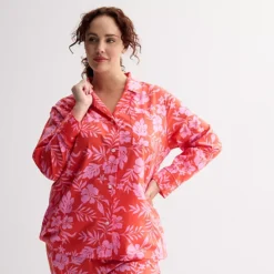 Plus Size Sonoma Goods For Life® Woven Separates Notch Boy Friend Sleep Shirt