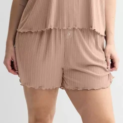 Plus Size Sonoma Goods For Life® Elevated Rib Pajama Shorts -Sonoma Goods For Life Shop 7414726 Warm Taupe
