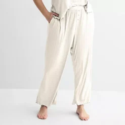 Plus Size Sonoma Goods For Life® Elevated Rib Pajama Pants -Sonoma Goods For Life Shop 7414729 Egret 1