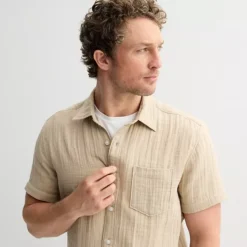 Men's Sonoma Goods For Life® Short Sleeve Perfect Length Double Weave Shirt -Sonoma Goods For Life Shop 7446618 ALT2