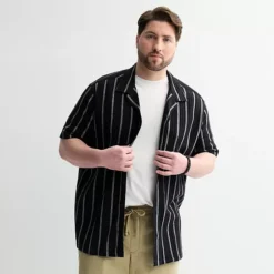 Big & Tall Sonoma Goods For Life® Short Sleeve Vacation Button-Down Shirt 10 Big & Tall Sonoma Goods For Life® Short Sleeve Vacation Button-Down Shirt -Sonoma Goods For Life Shop 7451715 Chev Stripe Black