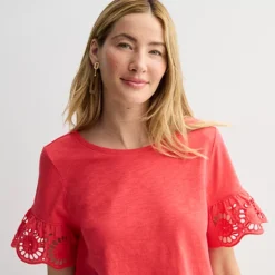 Petite Sonoma Goods For Life® Eyelet Flutter Sleeve Tee -Sonoma Goods For Life Shop 7458195 ALT2
