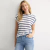 Petite Sonoma Goods For Life® Open Knit Muscle Tee -Sonoma Goods For Life Shop 7467898 Neutral Navy Stripe