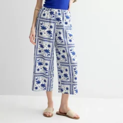Petite Sonoma Goods For Life® Cropped Easy Pants -Sonoma Goods For Life Shop 7477435 Blue Palm Square