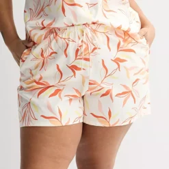 Plus Size Sonoma Goods For Life® Linen Like Woven Pajama Shorts -Sonoma Goods For Life Shop 7487383 Natural Flower