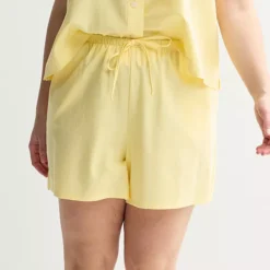 Plus Size Sonoma Goods For Life® Linen Like Woven Pajama Shorts -Sonoma Goods For Life Shop 7487383 Pale Banana