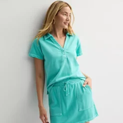 Women's Sonoma Goods For Life® Boxy Court Sport Polo Shirt -Sonoma Goods For Life Shop 7501403 Aqua Oasis
