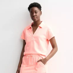 Women's Sonoma Goods For Life® Boxy Court Sport Polo Shirt -Sonoma Goods For Life Shop 7501403 Peach Frenzy 1
